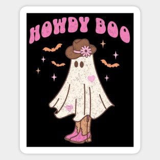 Western Retro Halloween Ghost Happy Howdy Boo Pink Black Sticker